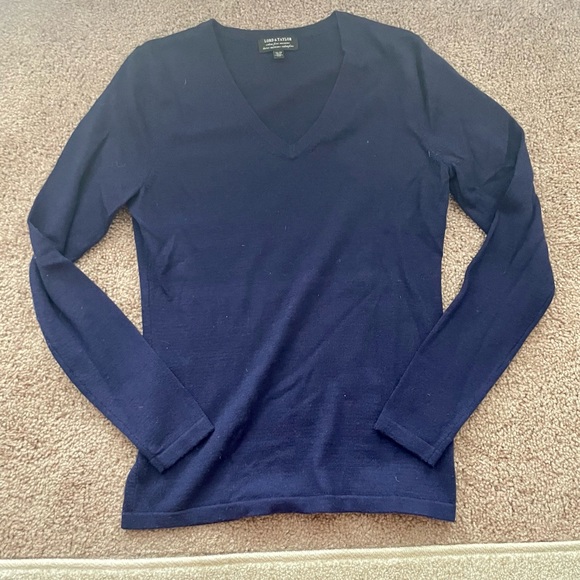 Lord & Taylor Navy Extra Fine Merino Wool Sweater - Picture 1 of 3